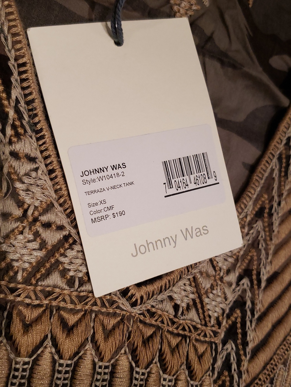 Johnny Was NEW Tank Top Tunic Women's XS≈S/M Embroidered Boho NWT - Picture 10 of 16